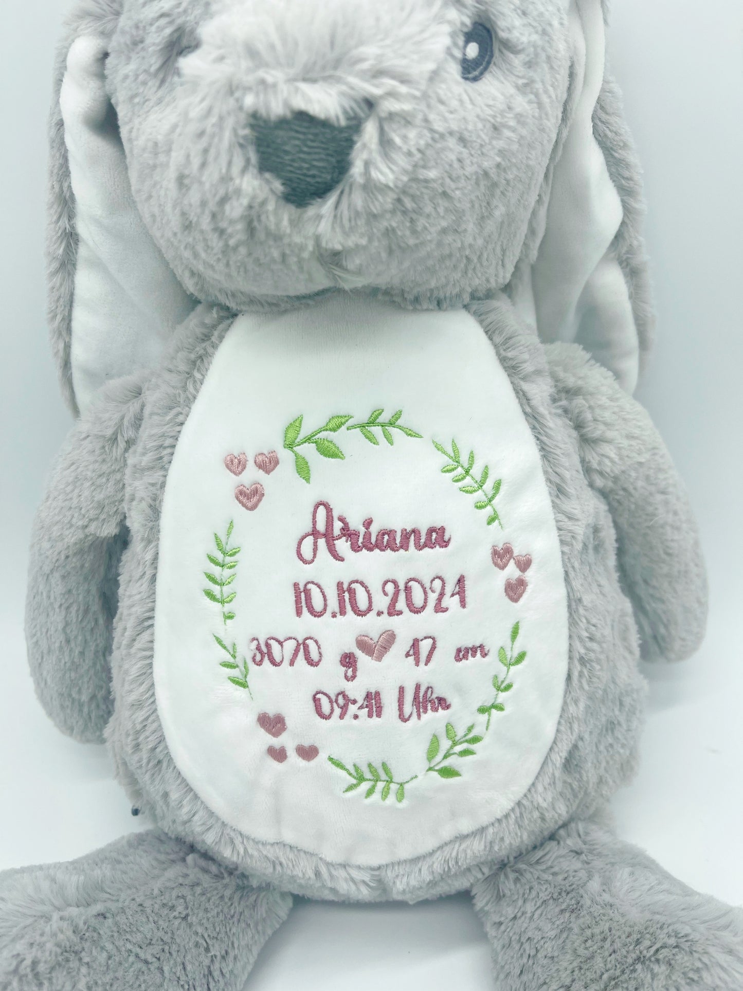 Kuscheltier „Hase“ personalisiert 2 Farben